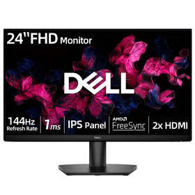 Dell 24-inch Full HD monitor front view showing a crisp, clean display for work and entertainment