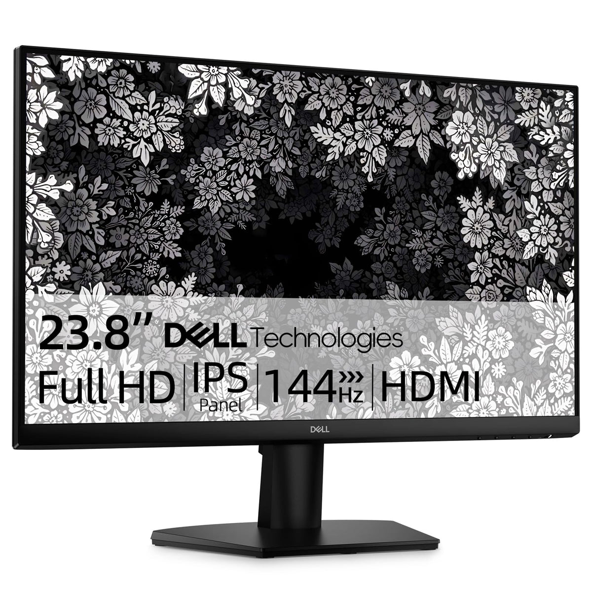 Dell 24-inch monitor with full HD IPS display offering vibrant colors and wide angles.
