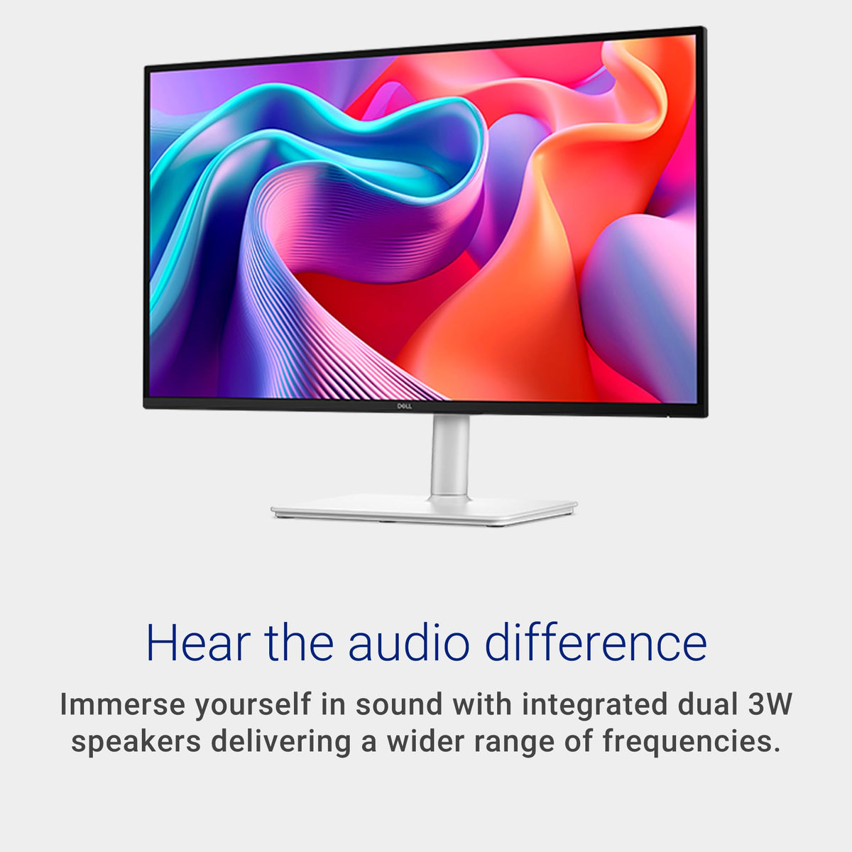 Dell 27 Plus S2725DSM ergonomic stand showing adjustable height and tilt for comfort.