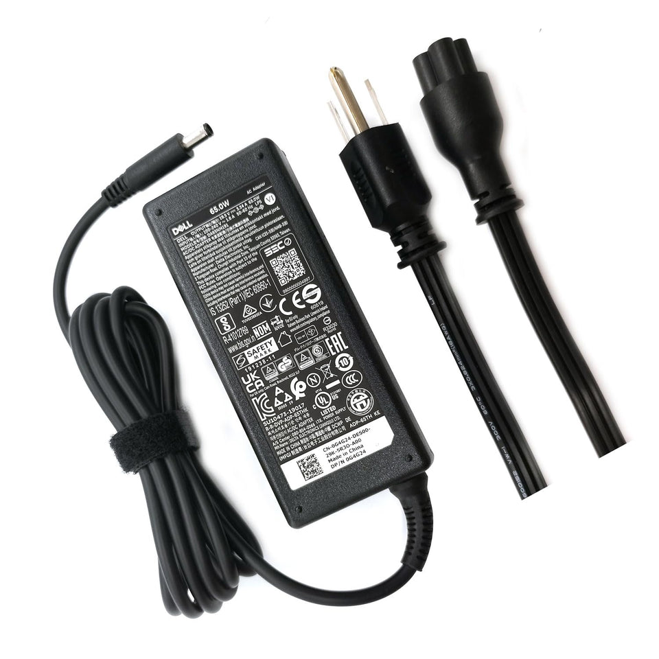 Dell 65W laptop charger with a 4-5mm tip for reliable power on the go.