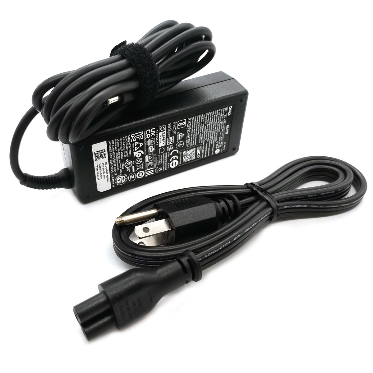 Dell 65W compact design image shows easy storage in a backpack.