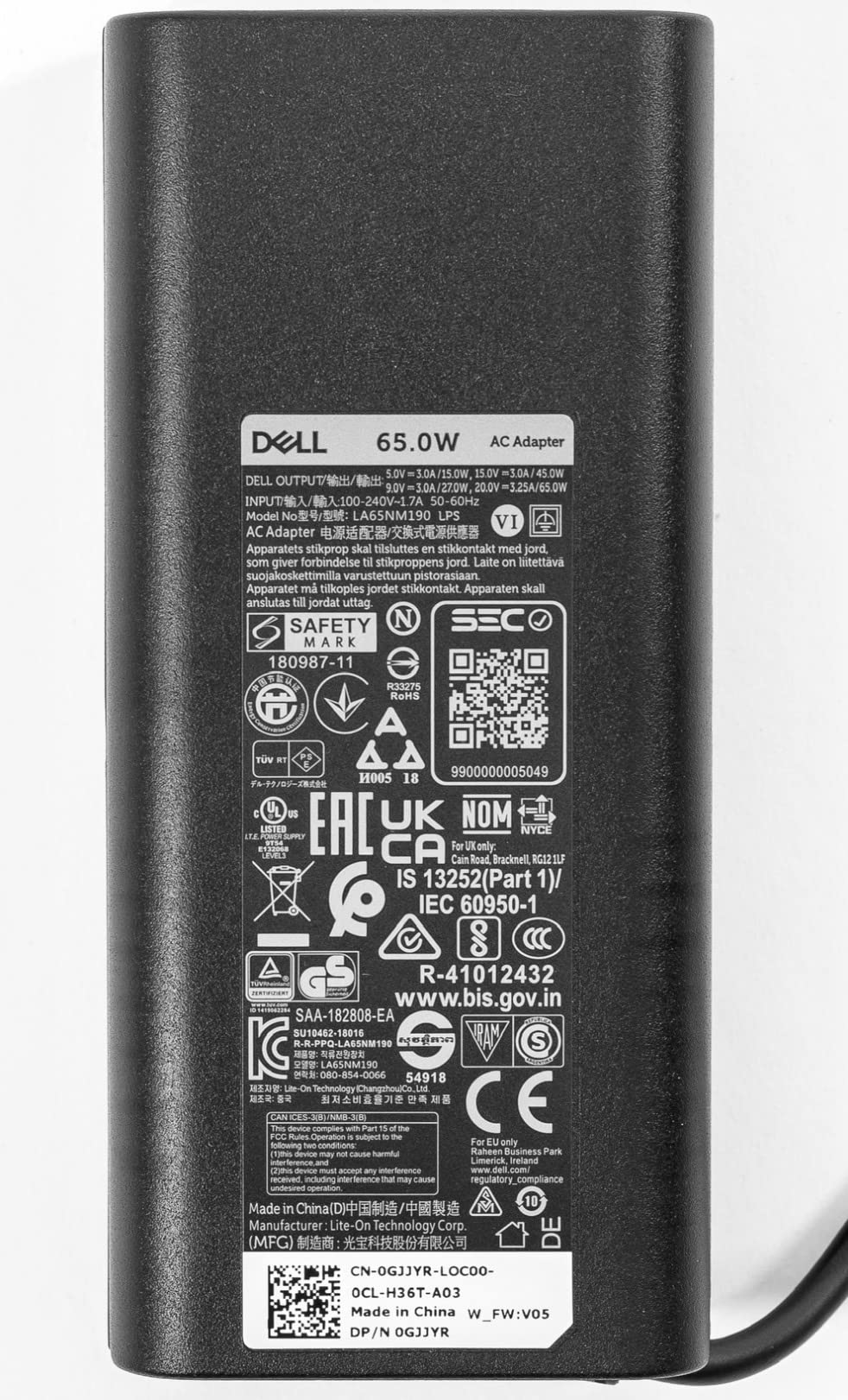 Dell 65W USB-C charger wrapped cable, ready for on-the-go use.