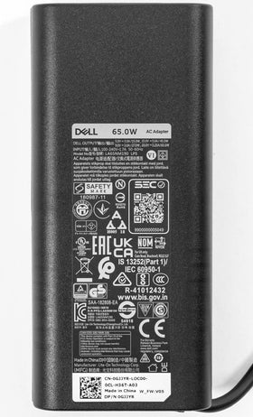 Dell 65W USB-C charger wrapped cable, ready for on-the-go use.