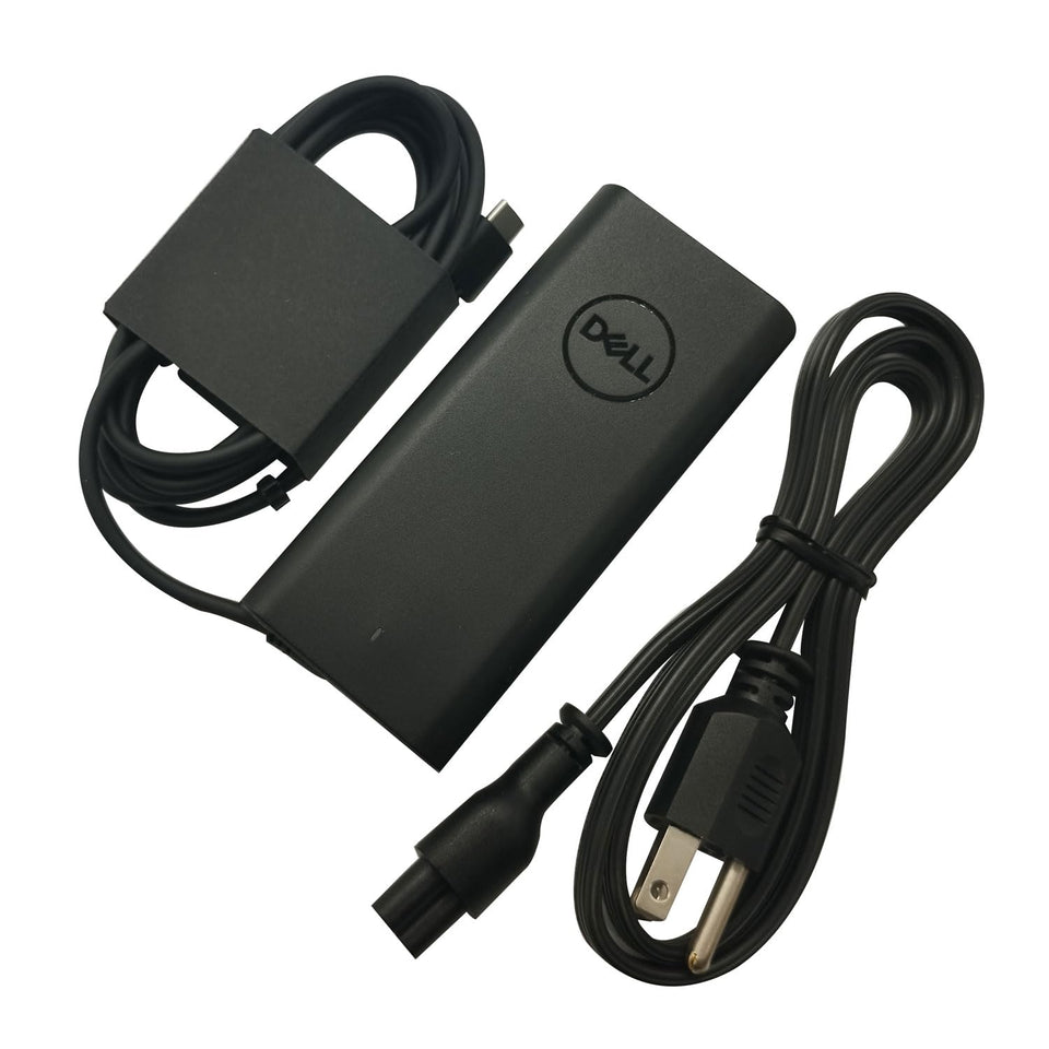 Dell 65W USB-C charger front view for compact desk charging