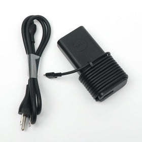Dell charger side view shows USB-C tip ready for Latitude devices.