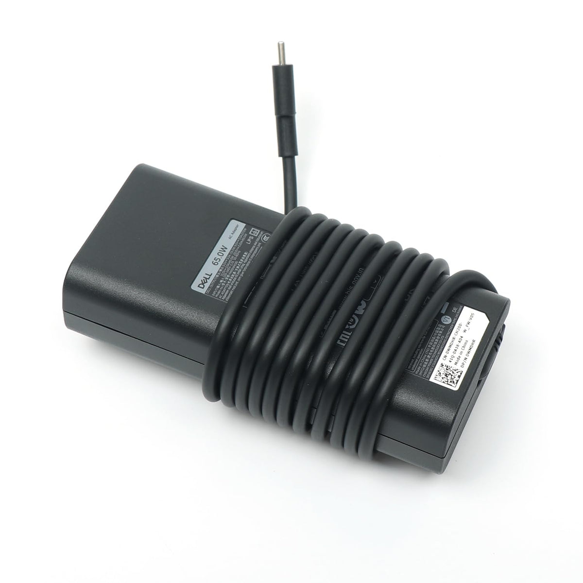 Dell 65W USB-C Charger USB-C tip enables versatile charging for devices.