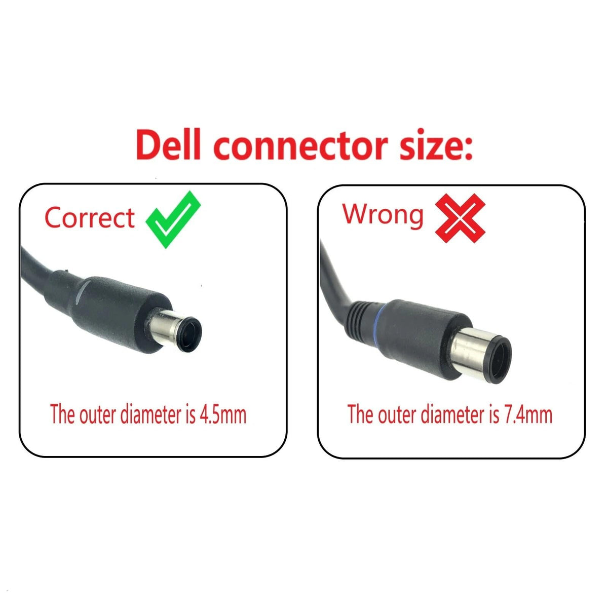Dell 90W adapter compact dimensions fit easily in a laptop bag
