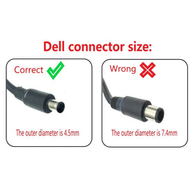 Dell 90W adapter compact dimensions fit easily in a laptop bag