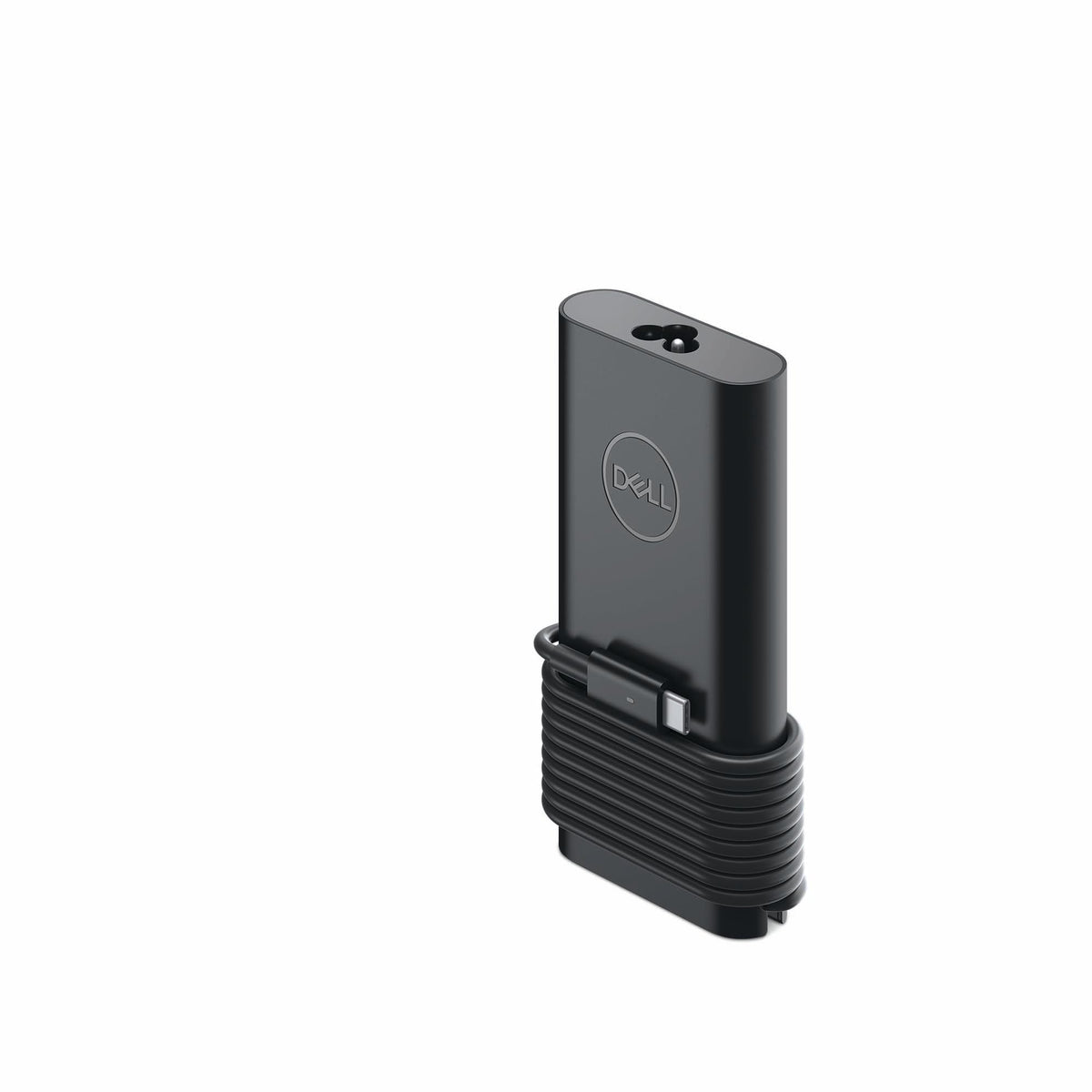 Dell 90W adapter connected to XPS 17 showing reliable charging in use