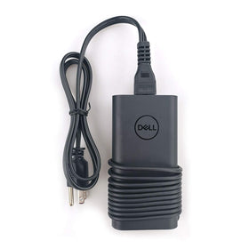 Dell 90W USB-C adapter front view showing compact design and plug benefits
