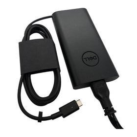 Dell 90W USB‑C adapter front view showing compact form and brand reliability