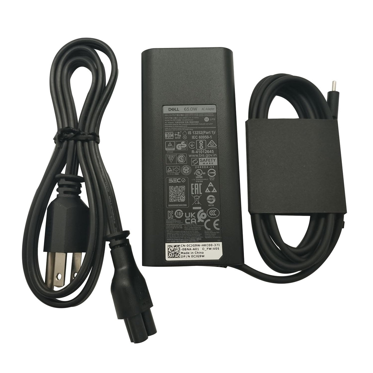 Dell AC adapter 65W USB-C tip connector ready for Dell laptops