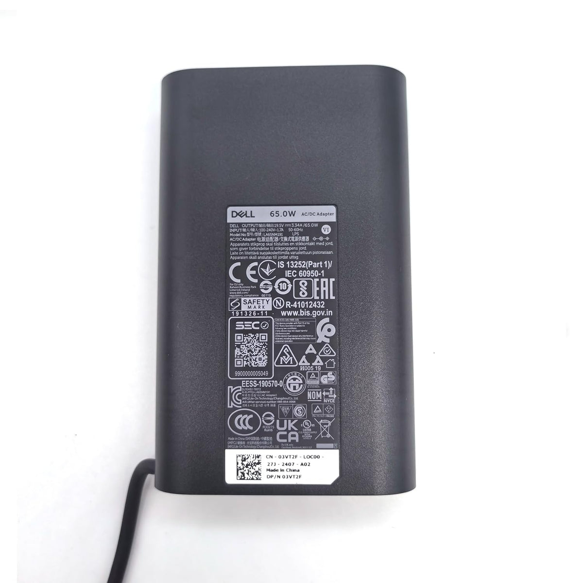 Dell LA65NM191 delivers 19.5V 3.34A for reliable notebook power.