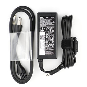 Dell 65W AC power adapter close-up shows 4.5mm plug for correct compatibility