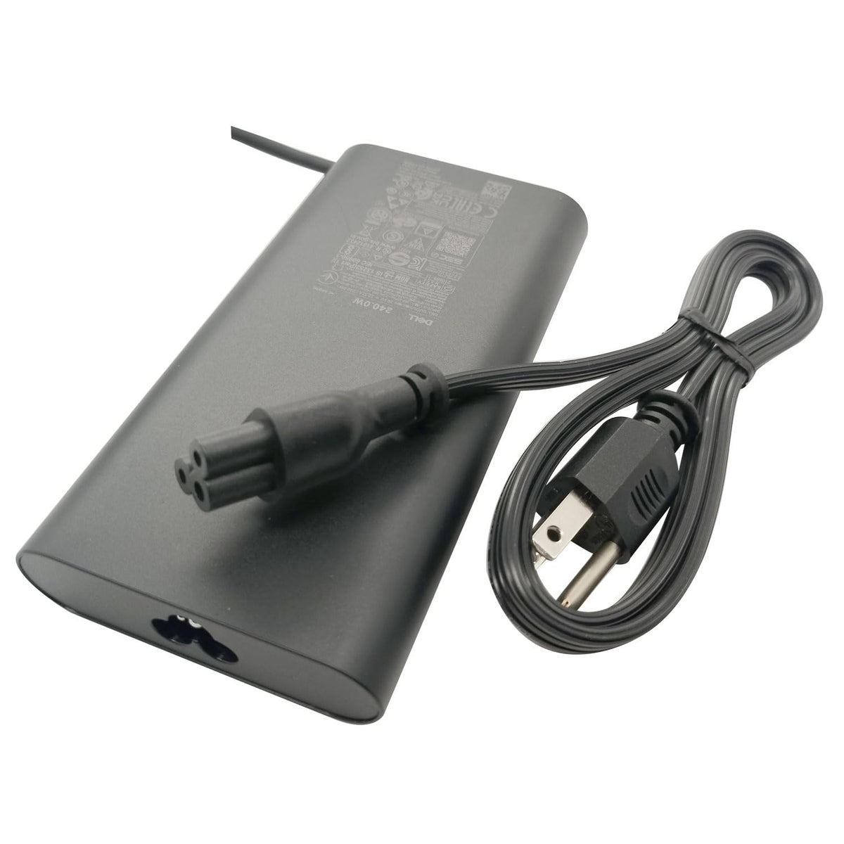 Dell adapter powering a laptop on desk for uninterrupted performance