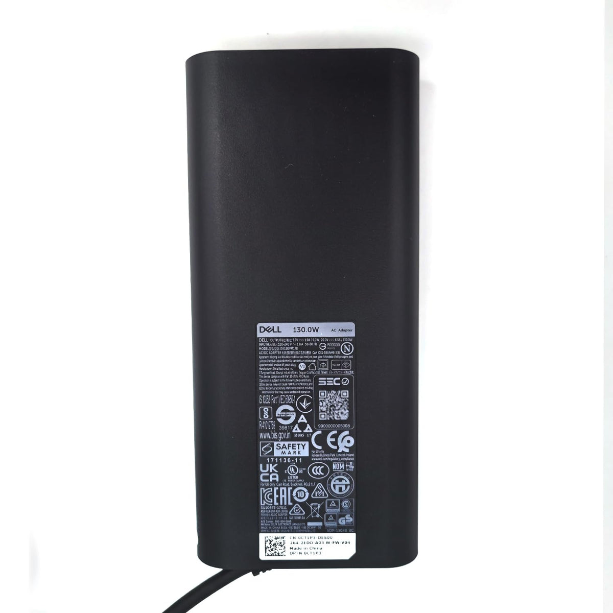 Dell adapter with box and cord showing ready-to-use genuine parts