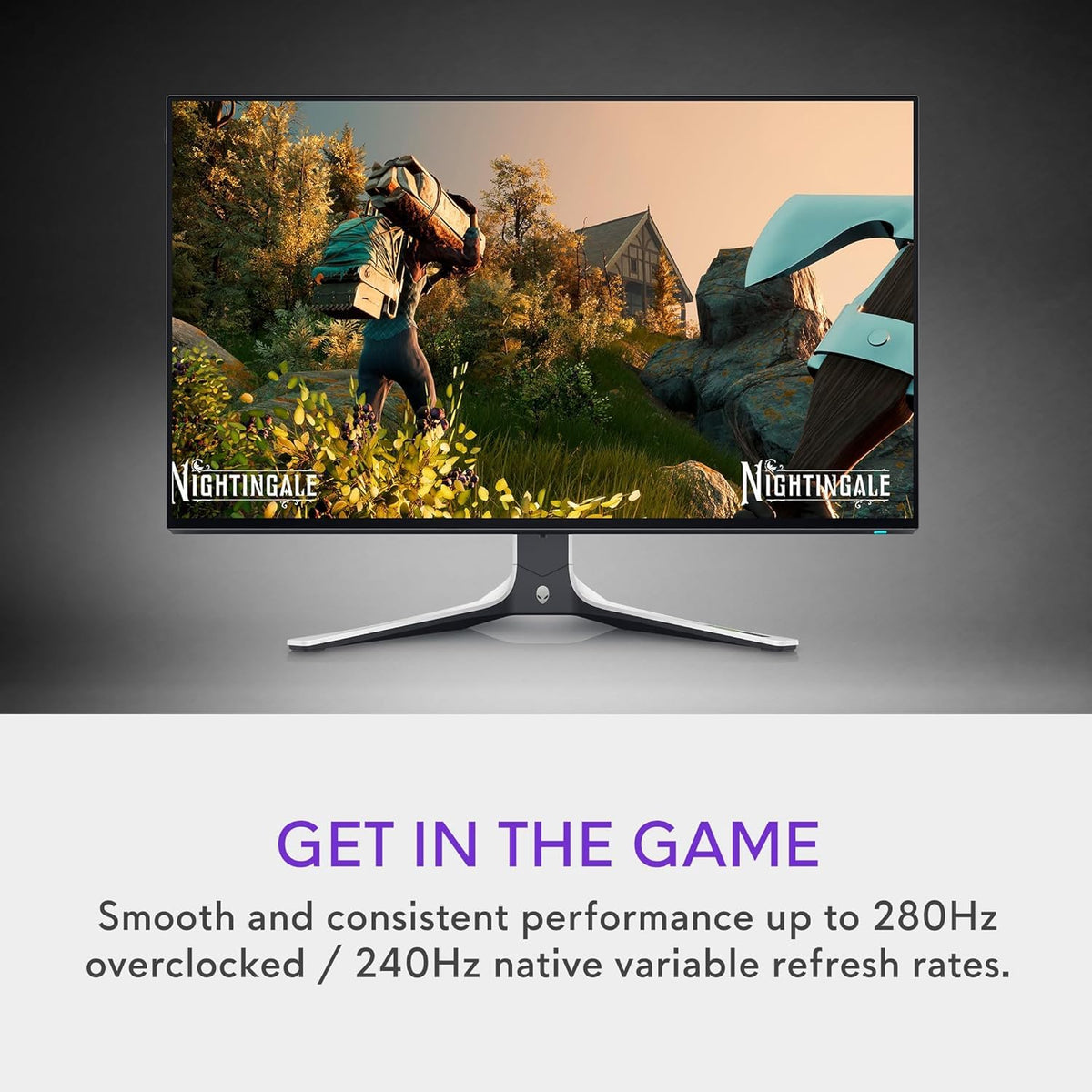 Dell Alienware 27 monitor angled shot showing fast motion clarity and minimal blur