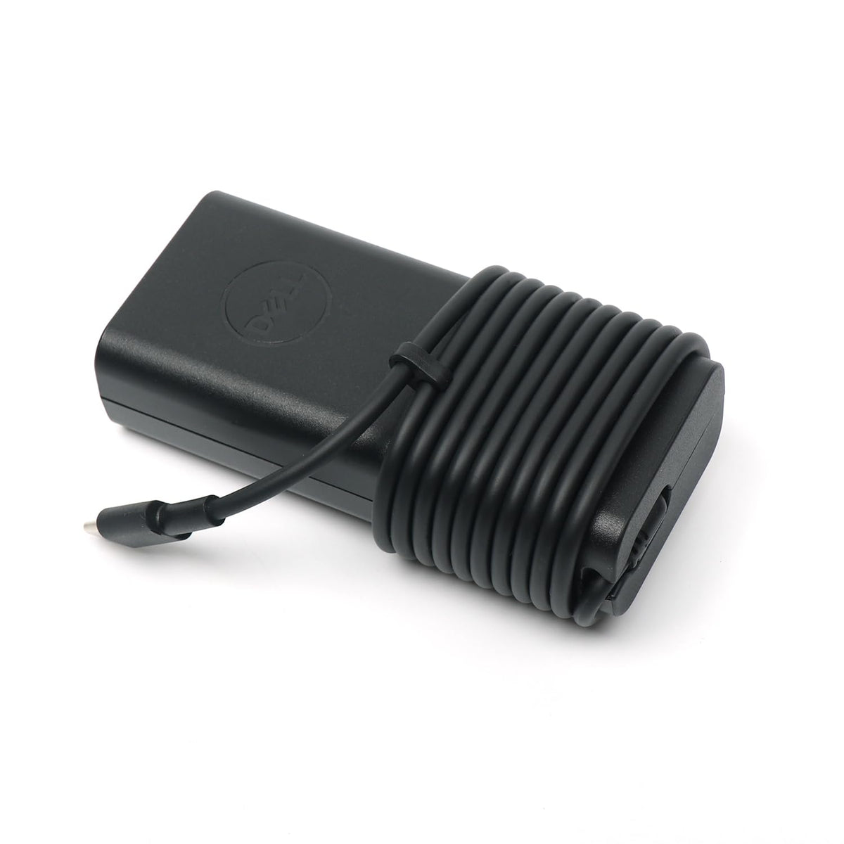 All-black Dell charger blending with a laptop aesthetic.