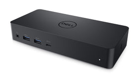 Dell D6000 universal dock front view with multiple ports for easy connectivity on a clean desk.