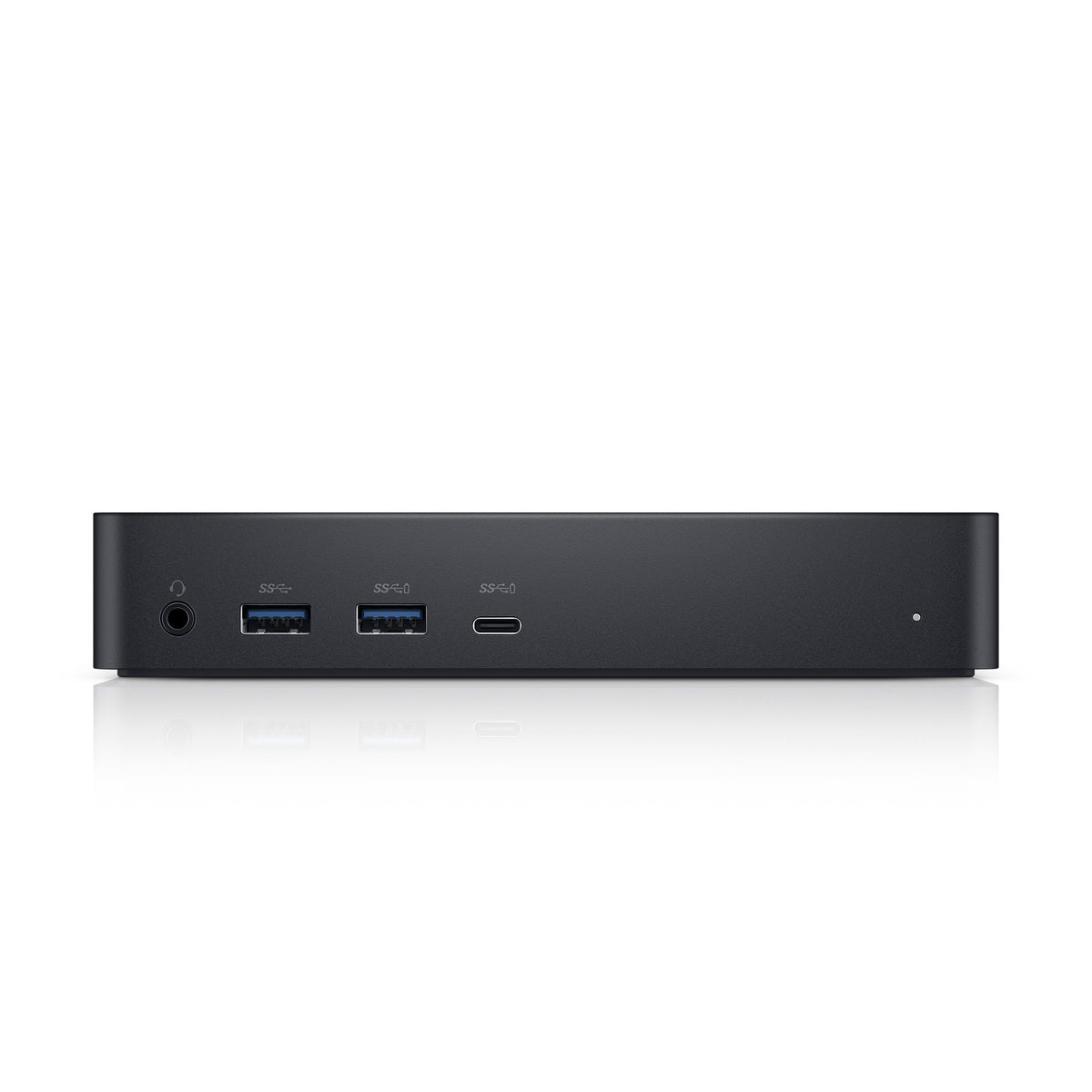 Dell D6000 universal dock front view with USB-C and USB-A ports for flexible laptop connectivity.