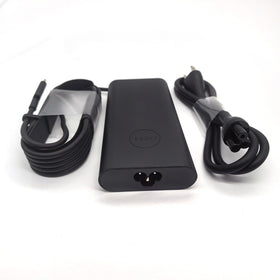 Dell USB-C tip close-up highlighting secure connection and fast charging