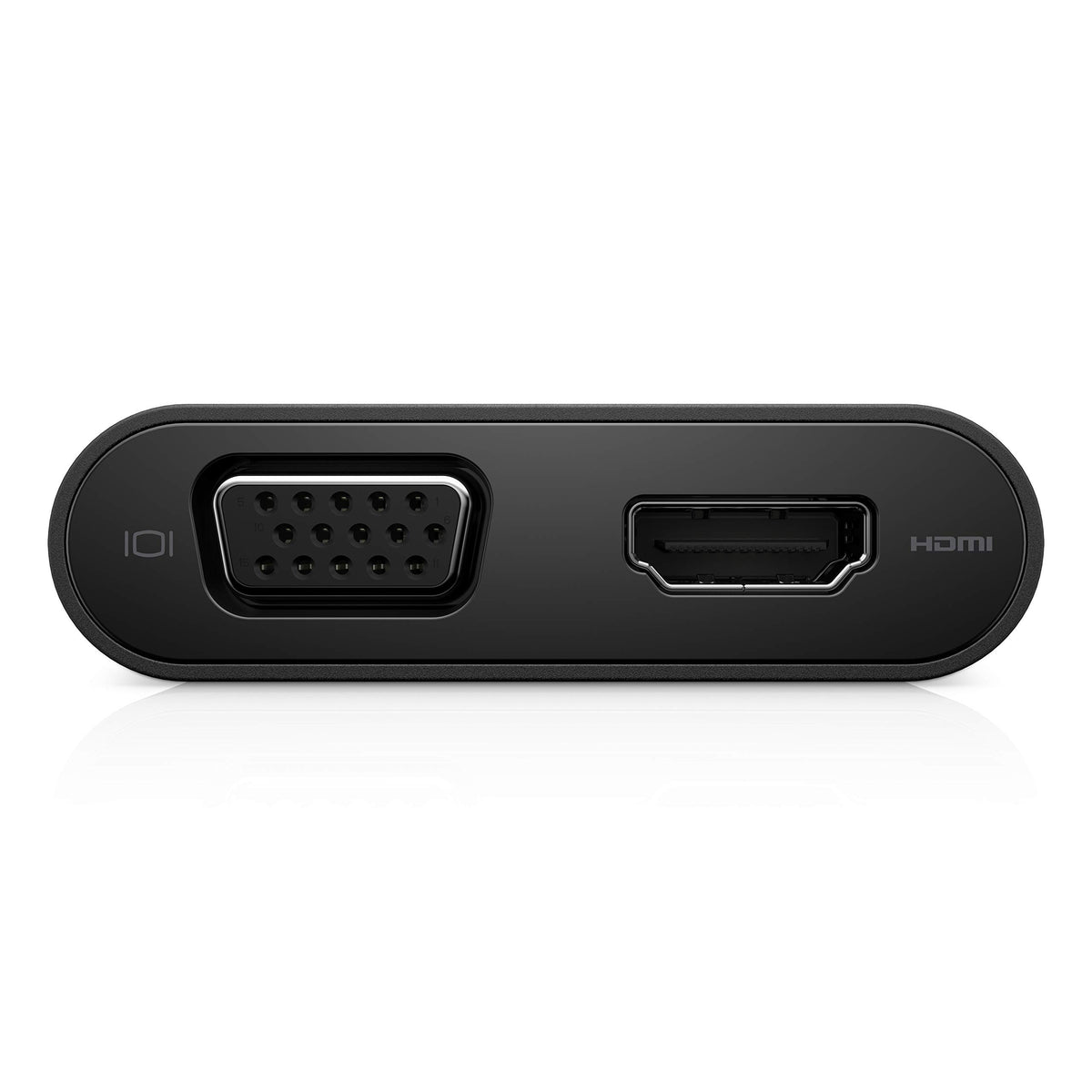 Dell DA200 close-up of HDMI VGA Ethernet and USB ports for quick connections