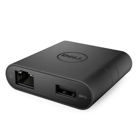 Dell DA200 front view showing all ports and compact design for travel