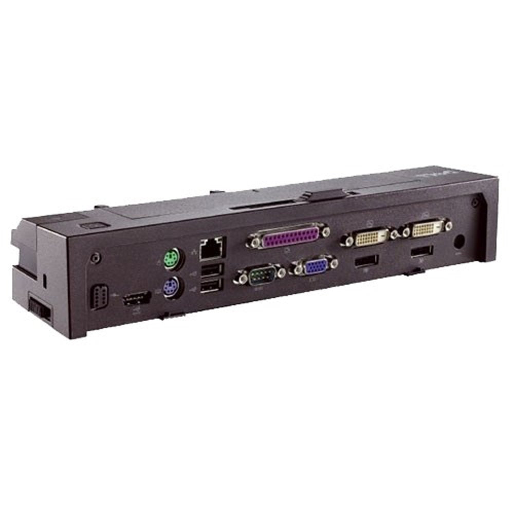 Dell e-port plus with laptop docked for tidy workstation setup