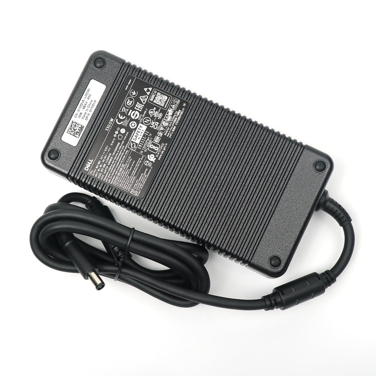 Dell laptop charger front view with 330W barrel tip for reliable power