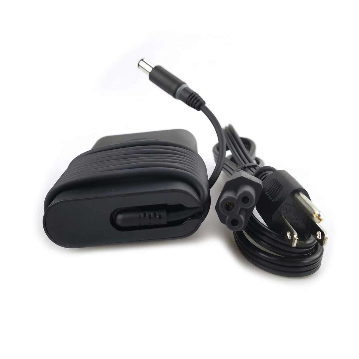 Two-pin Type A plug and Dell connector secured for daily charging