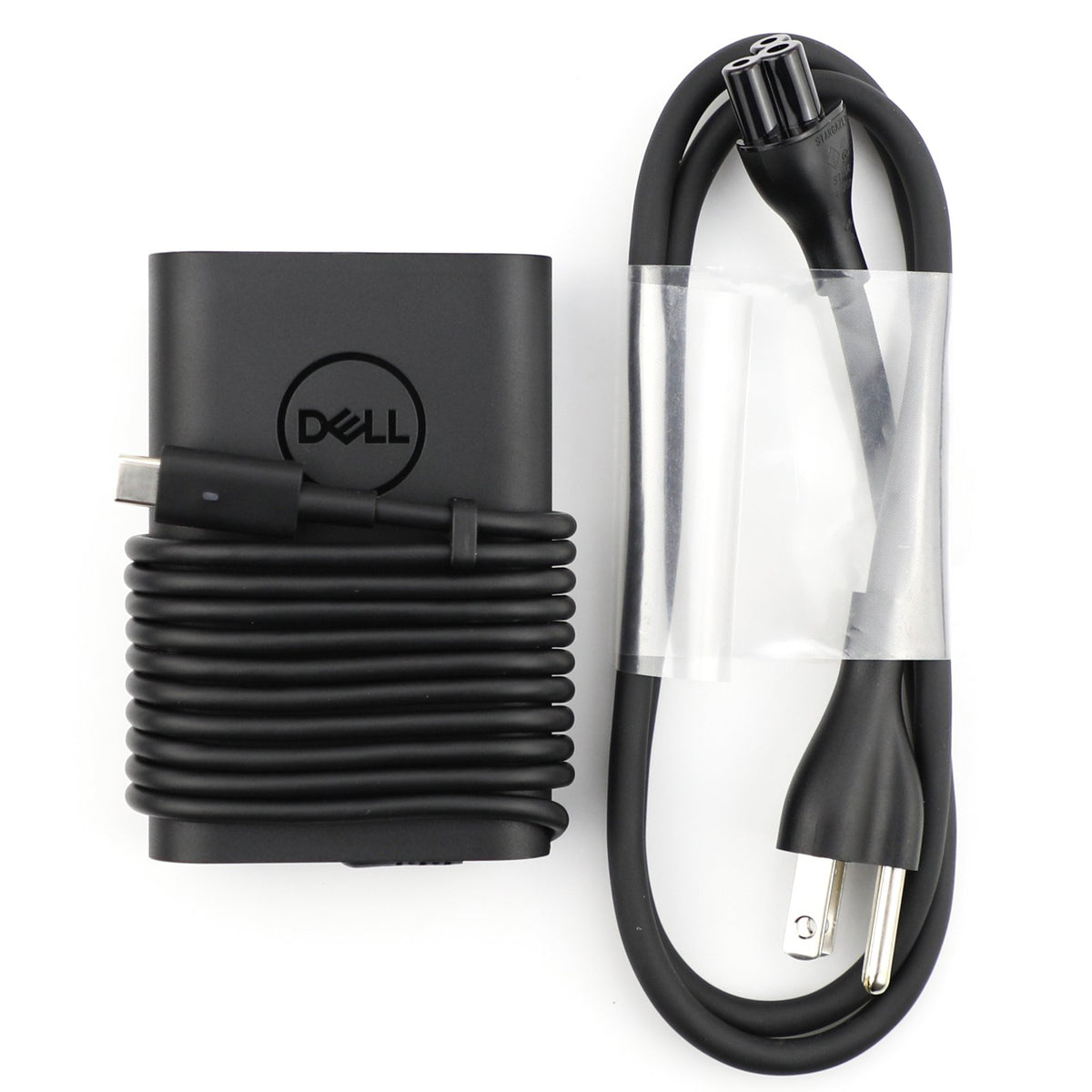 Dell New Genuine 65W USB-C adapter cable closeup, durable connection and reliable power