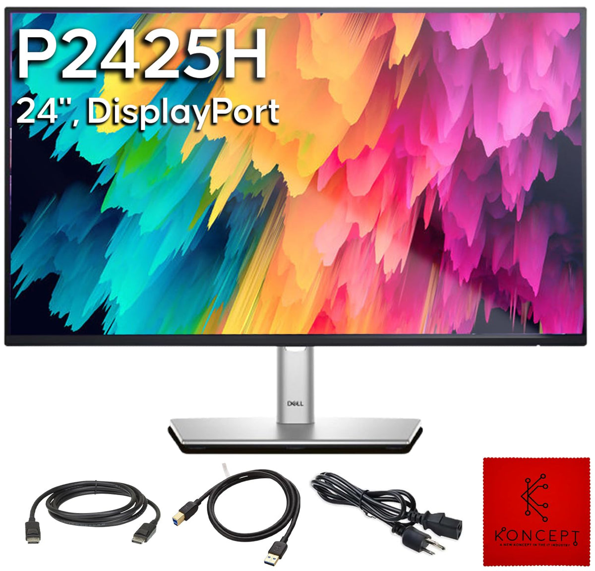 Dell P2425H IPS panel front view highlights true-to-life color for office tasks.