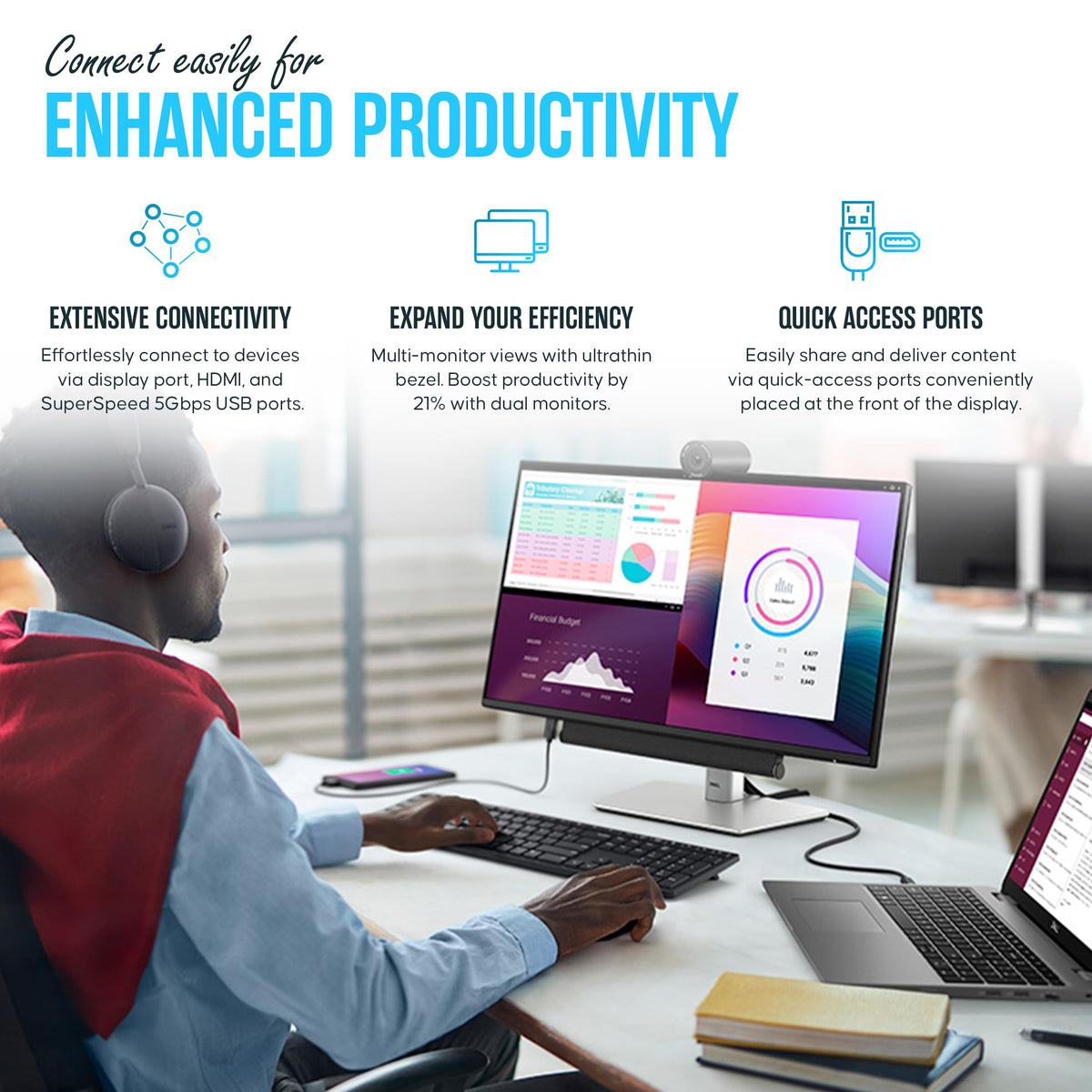 Dell P2425H USB-C cable included supports fast, tidy setups.