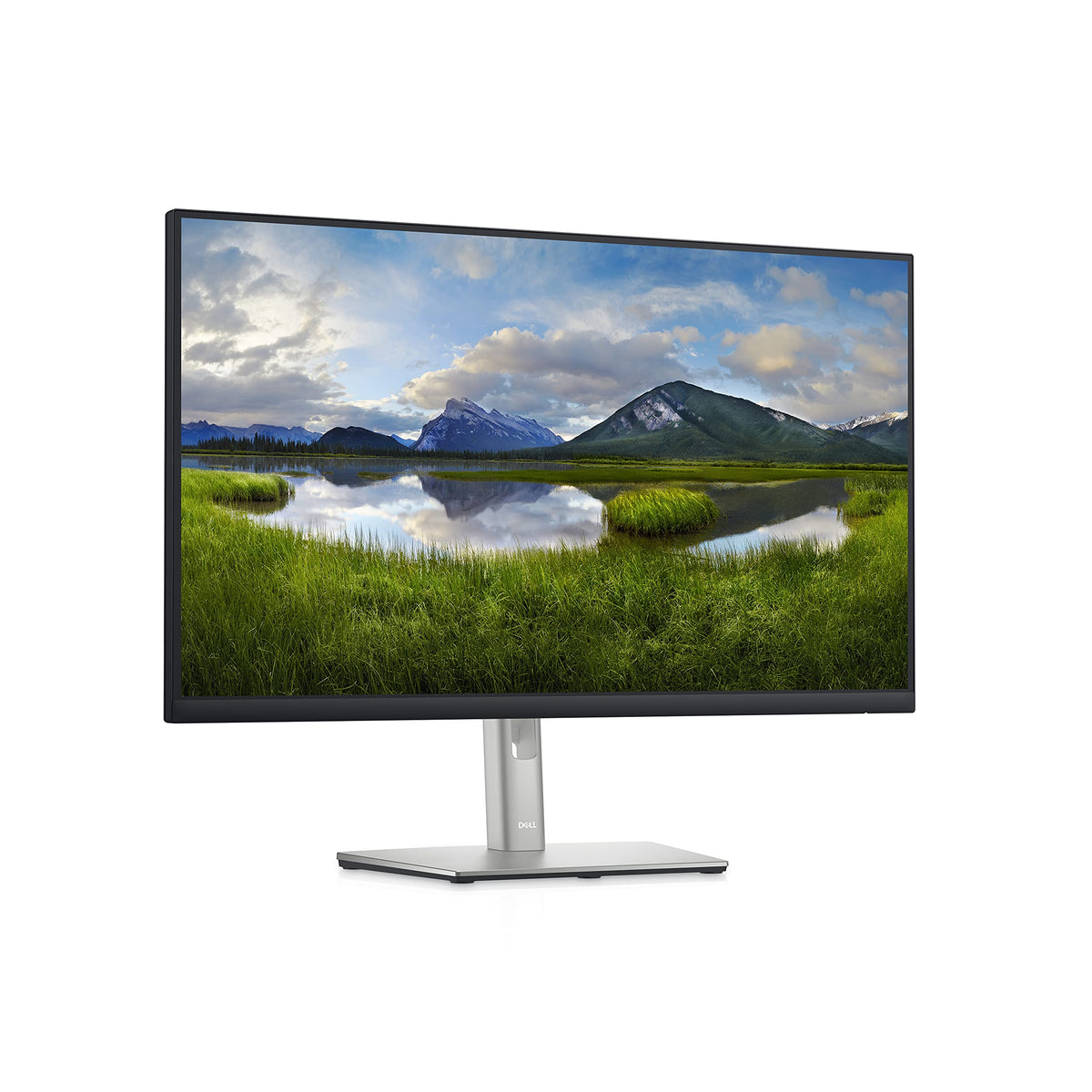Dell P2725H stand base demonstrates stable support for long work sessions.