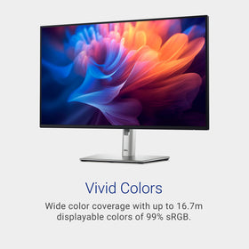 Dell P2725H tilt, swivel and pivot adjustments for ergonomic setup.