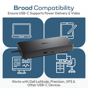 Dell Pro Dock WD25 includes Gigabit Ethernet for wired networking.