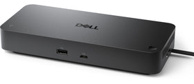 Dell Pro Smart Dock SD25 connected workstation with four-display configuration in a modern office.