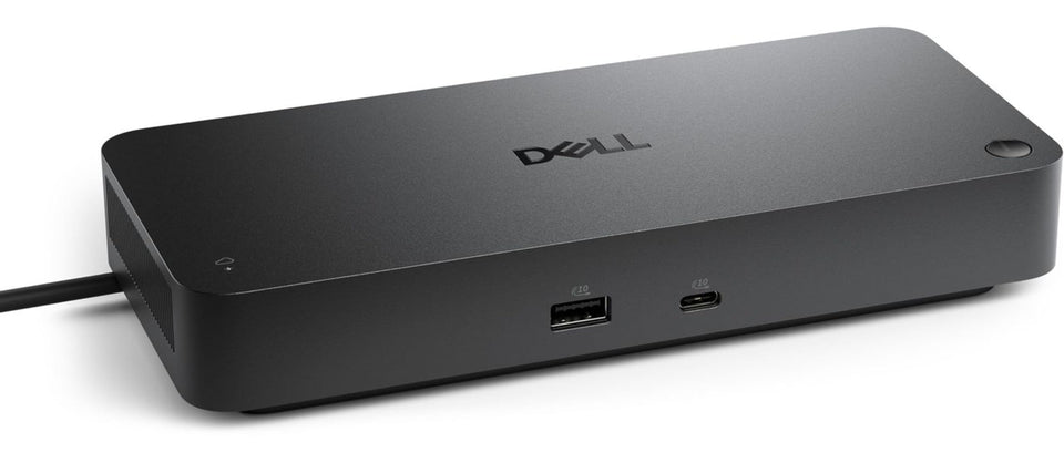 Dell Pro Smart Dock SD25 front view powering a multi-monitor setup with 130W delivery.