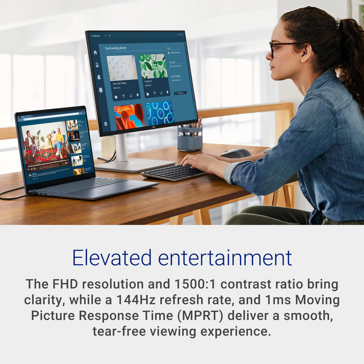Dell S2425HSM 144Hz detail showing smooth motion for gaming and video playback.
