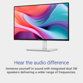 Dell S2425HSM ergonomic stand allows height, tilt, pivot, and swivel adjustments.