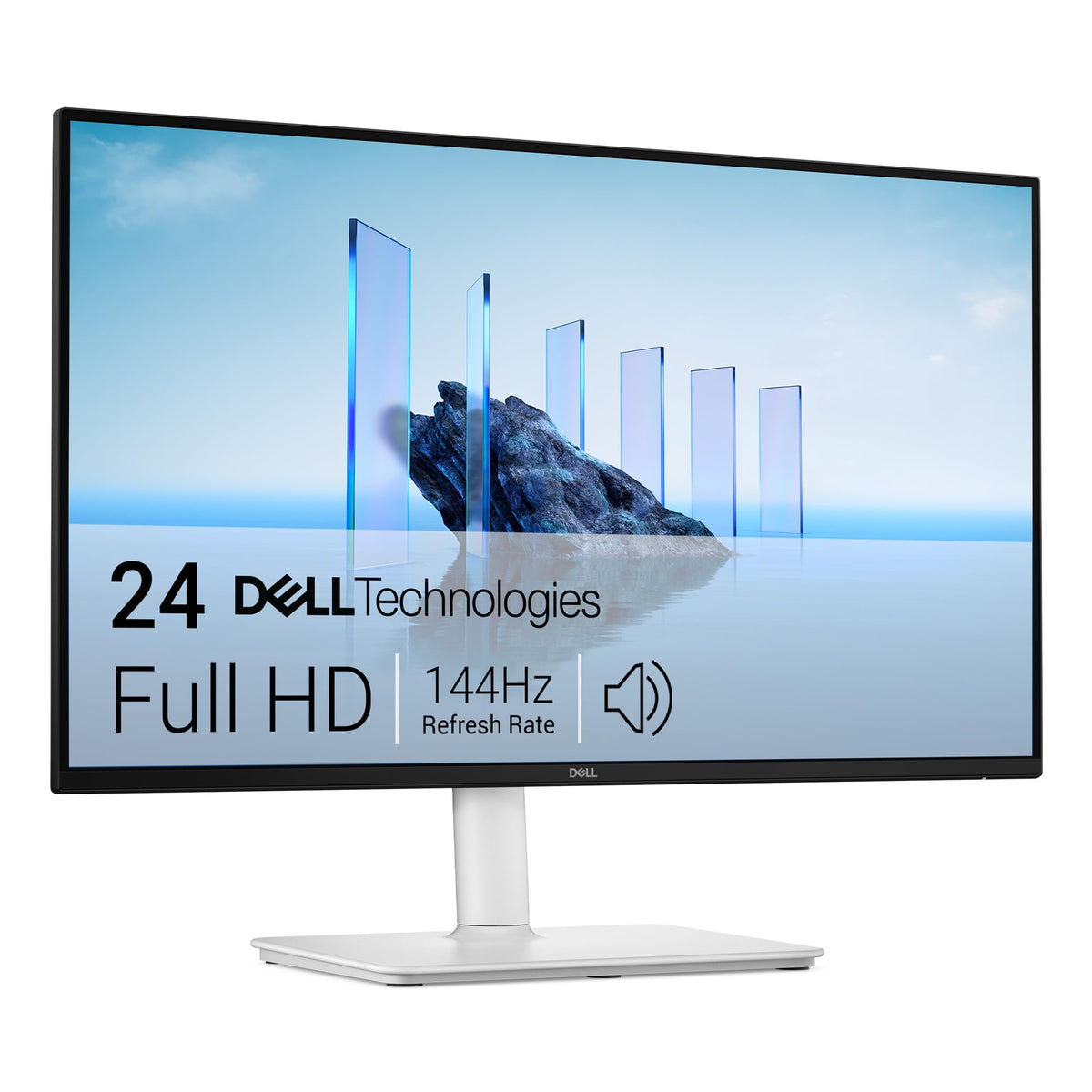 Dell S2425HSM front view with sleek ash white frame for desk-ready clarity and immersive visuals.