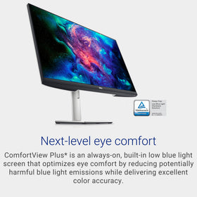 Dell S2721QS ergonomic stand offers height, tilt, swivel and pivot adjustments.