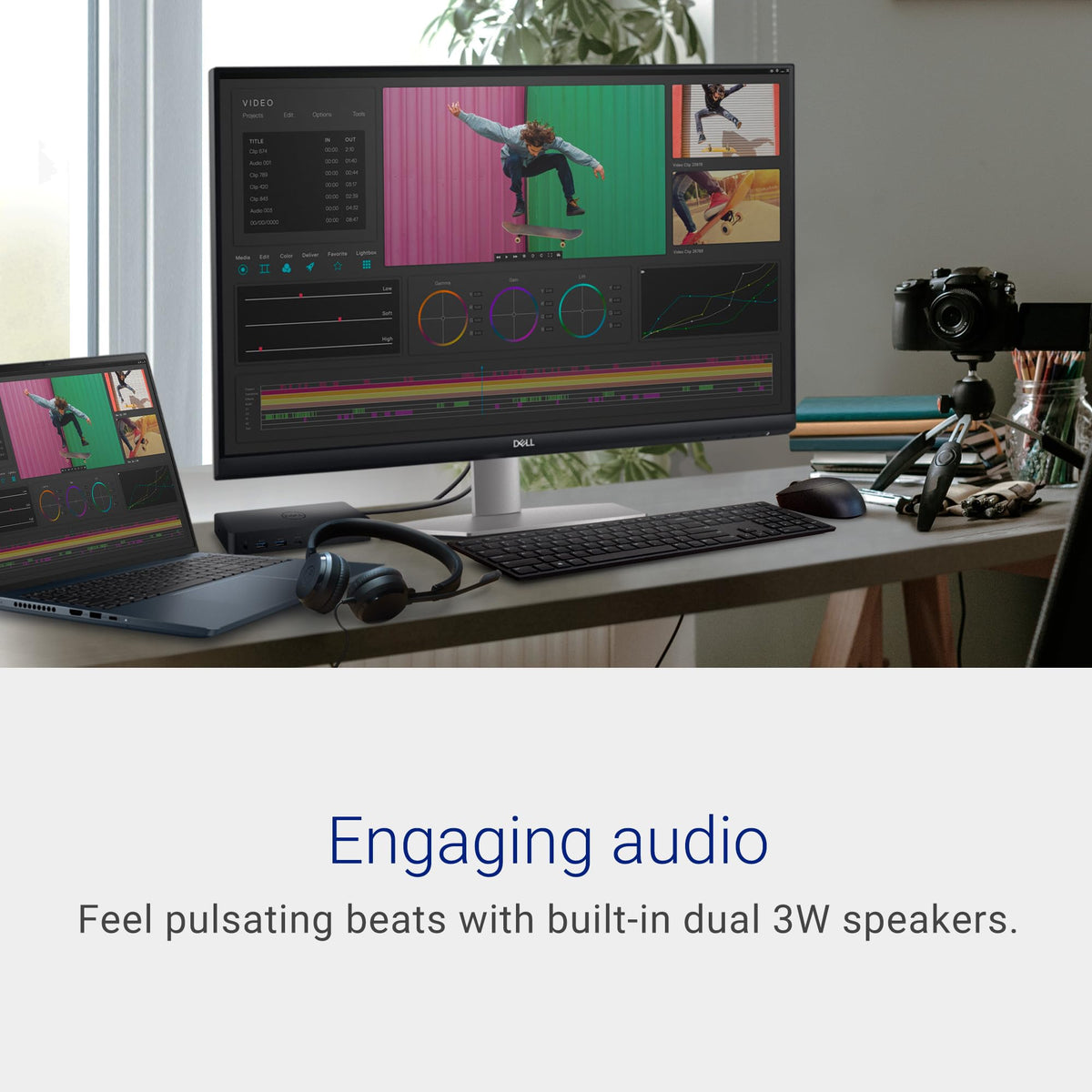 Dell S2721QS IPS panel with wide viewing angles for accurate colors.