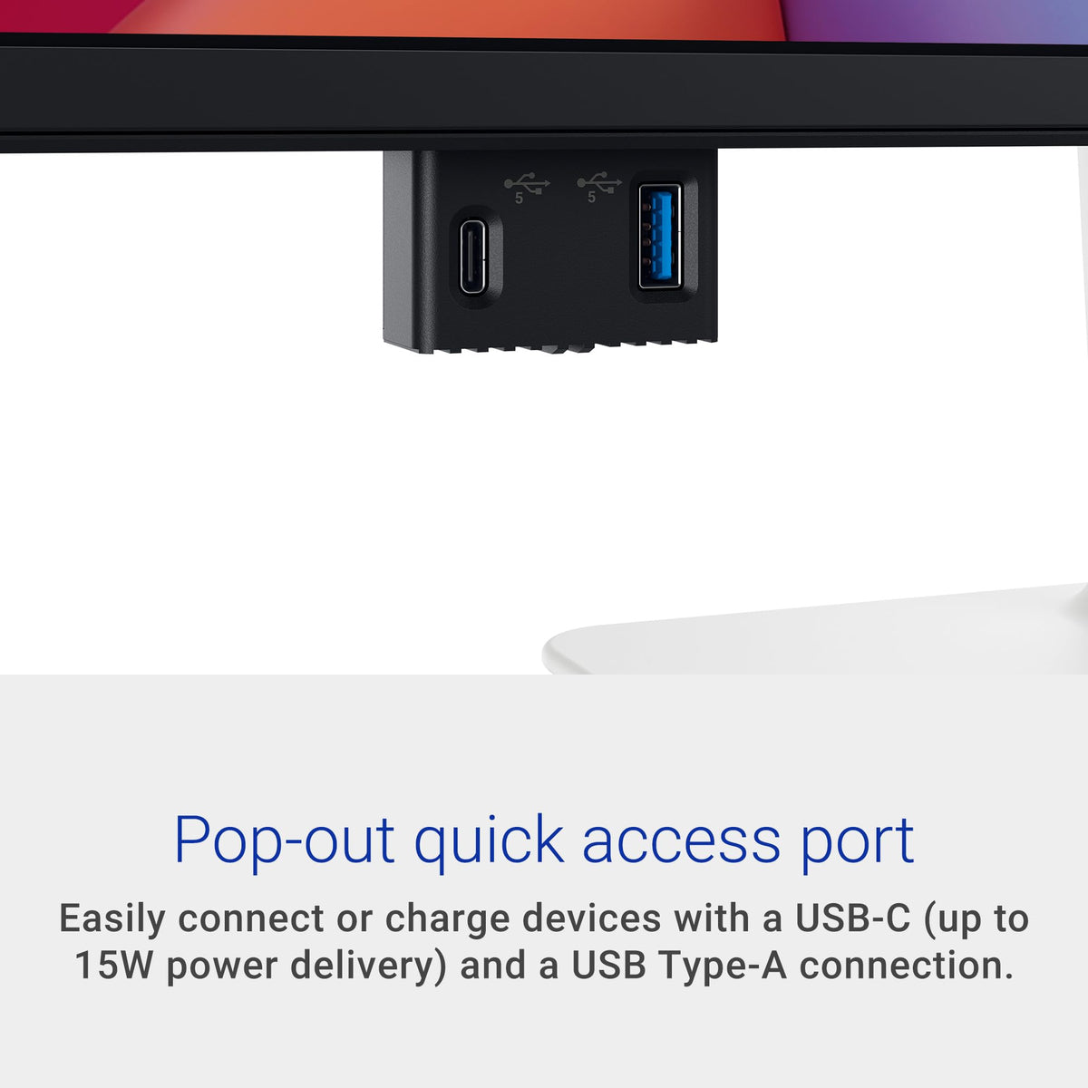 Dell S2725DC ergonomic stand allows tilt and height adjustments for comfort.