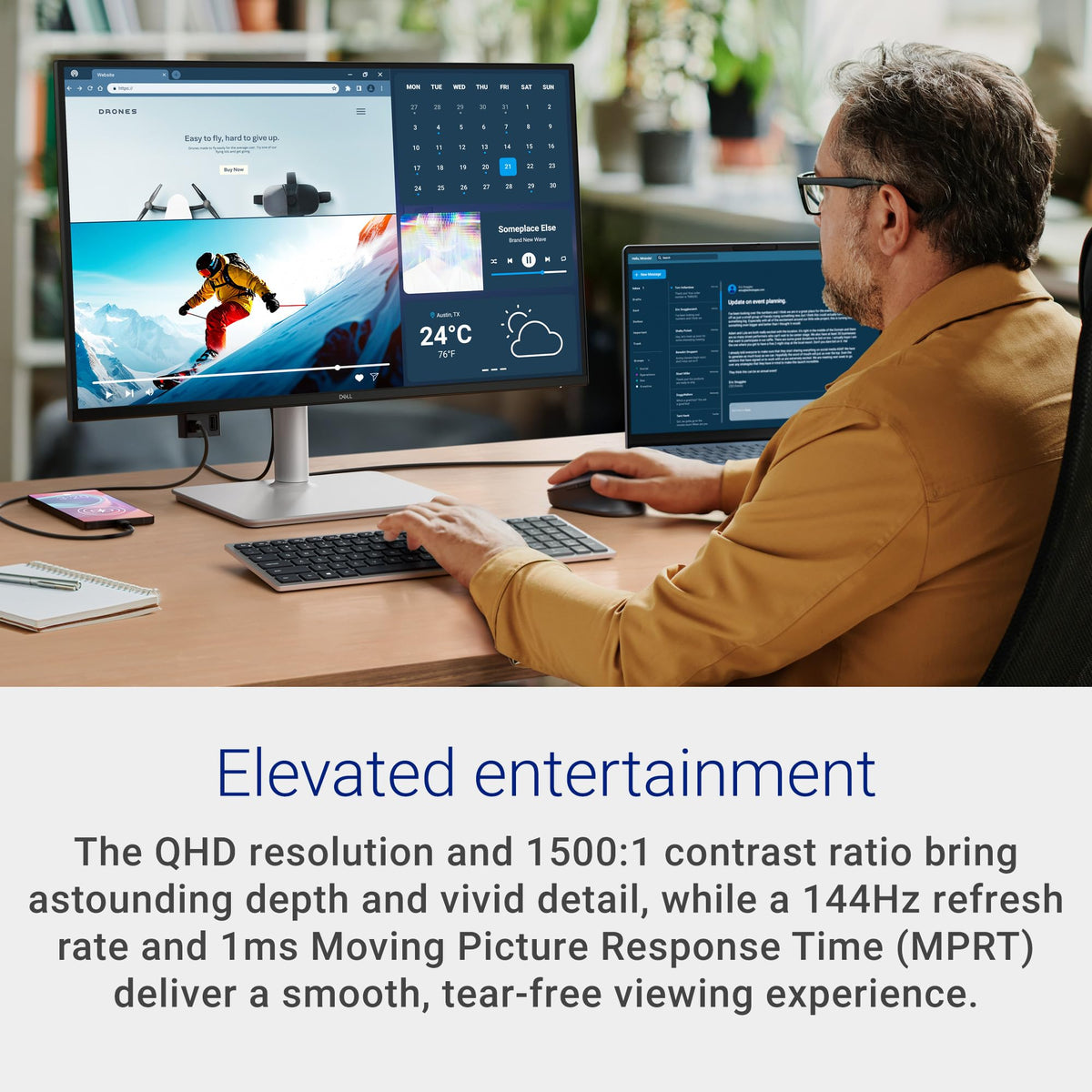 Dell S2725DC side port panel enables easy access to HDMI, DP, and USB-C.