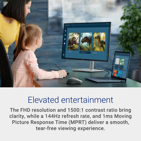 Dell S2725HSM side view highlights ergonomic tilt for comfortable sessions
