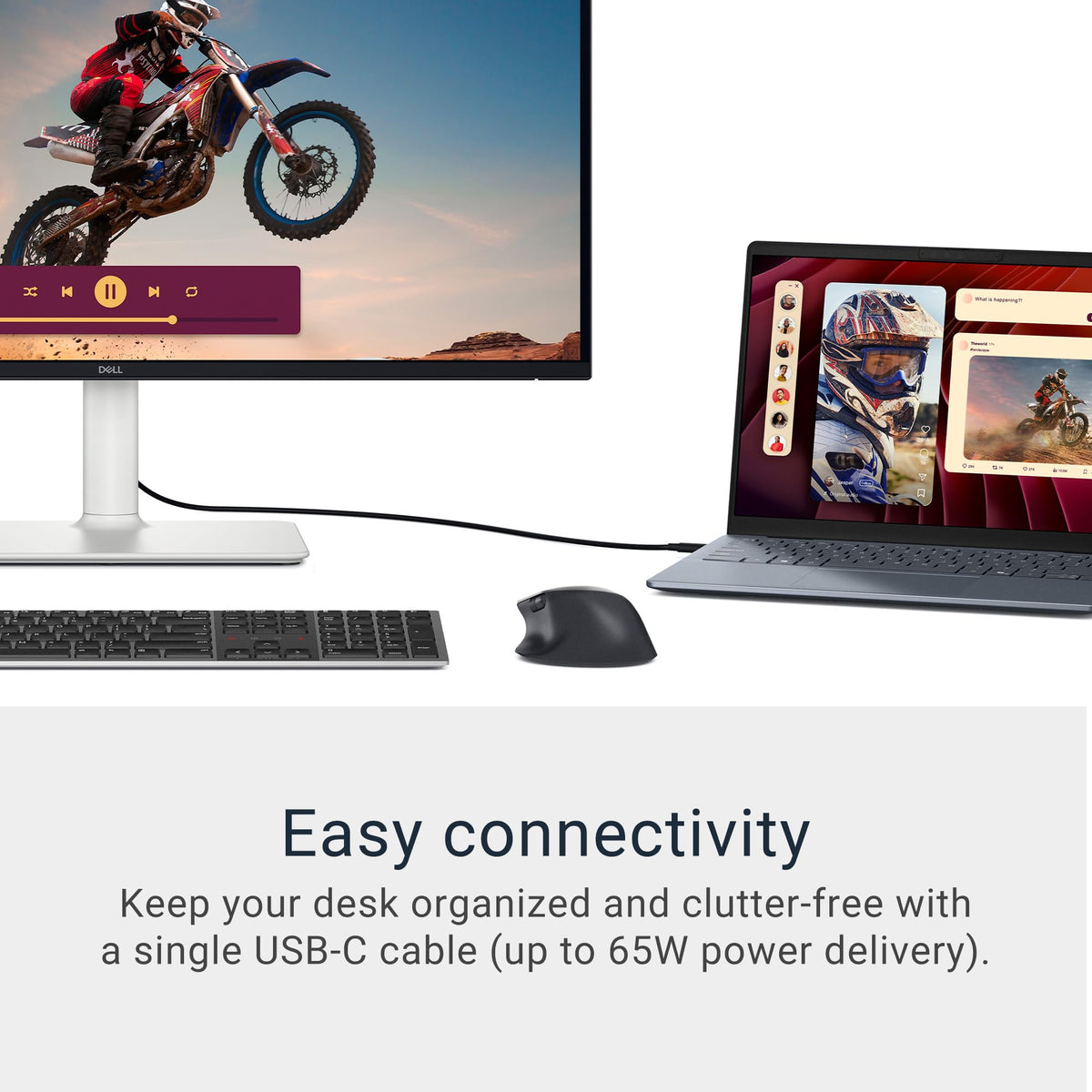 Dell S2725QC up to 120Hz provides tear-free transitions during work and play.