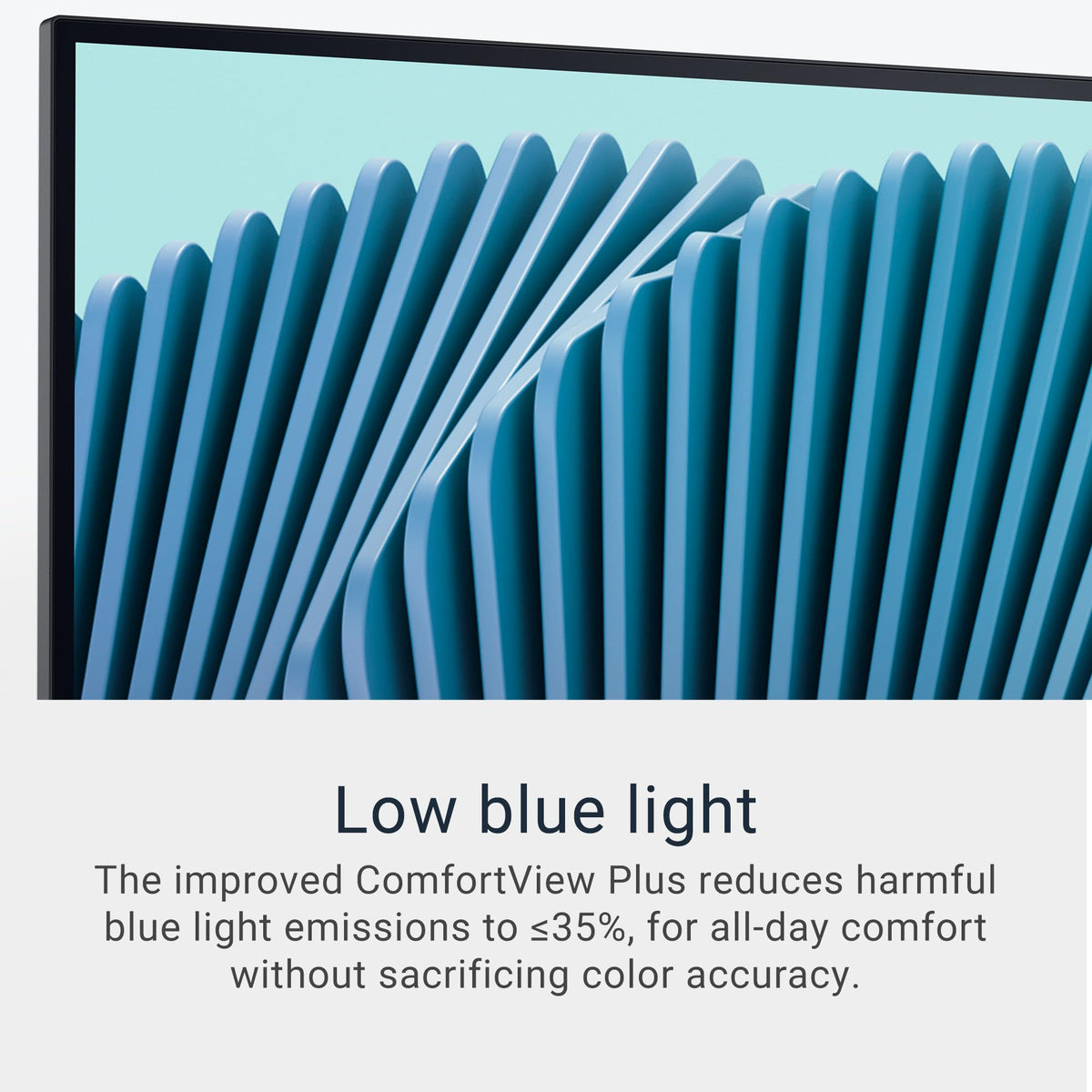 Dell S2725QC with ComfortView Plus reduces blue light for comfortable long sessions.
