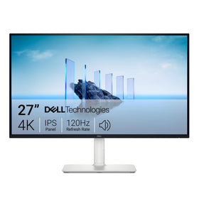 Dell S2725QS ash white front view showing a sleek, modern monitor design.