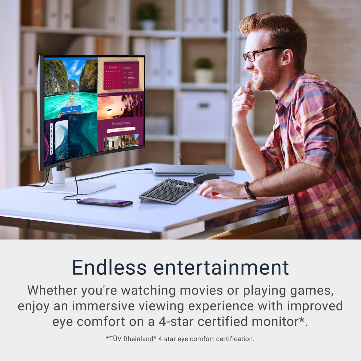 Dell S3425DW side-angle view highlighting slim profile for multi-monitor setups
